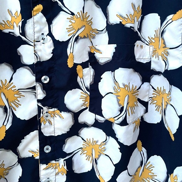 Aloha Hawaiian Tropical Large Tiki Burnside Floral Print Button Shirt - Picture 2 of 5